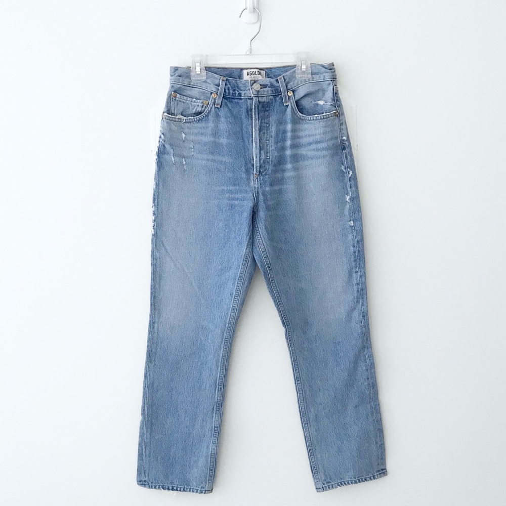 AGOLDE Riley High Rise Straight Crop in Blue Rock